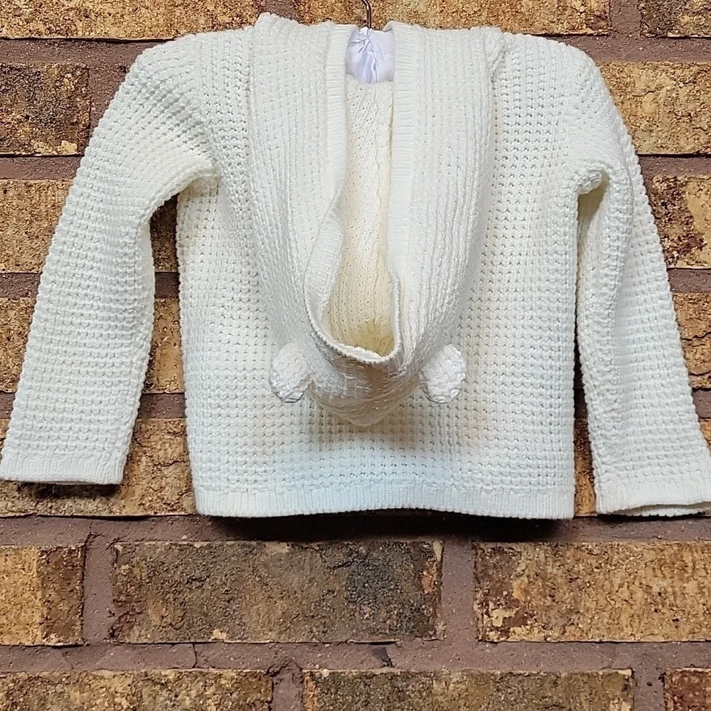 Carter's White Knitted Cotton Hooded Cardigan SIZE 12 Months Like New